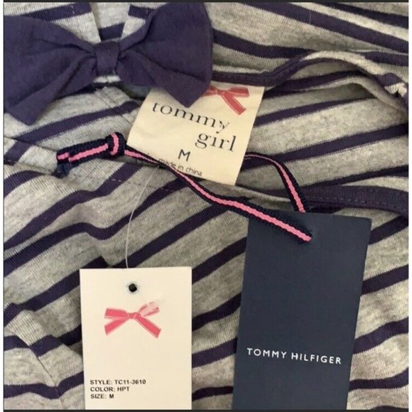 Tommy Girl Hilfiger Girls Dress size Medium New NWT Blue  Stripes Gray Beautiful - Picture 7 of 8